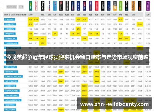 今晚英超争冠年轻球员迎来机会窗口赔率与走势市场观察前瞻